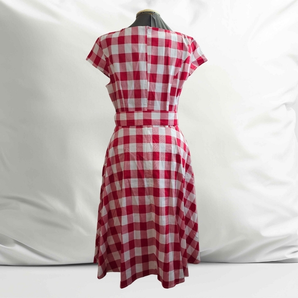 NWT Red and White Checkered Swing Dress - Picture 2 of 8